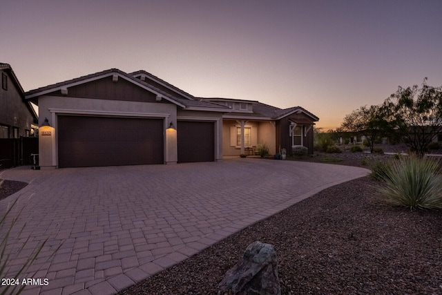 view of front of house with a garage