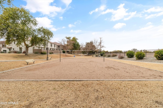 view of property's community featuring volleyball court