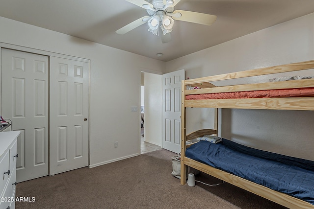 11101 E Abilene Ave, Mesa, AZ 85208 - carpeted bedroom featuring a ceiling fan and a closet