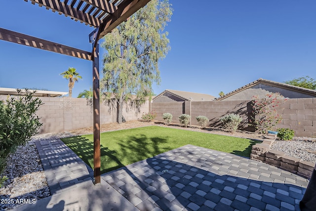 11101 E Abilene Ave, Mesa, AZ 85208 - fenced backyard with a patio and a pergola