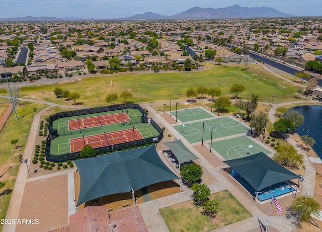 bird's eye view with a residential view and a mountain view