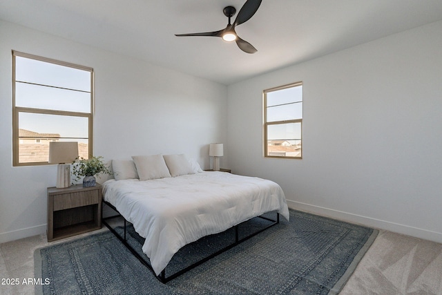 22822 E Watford Dr, Queen Creek, AZ 85142 - bedroom featuring a ceiling fan, light colored carpet, and baseboards