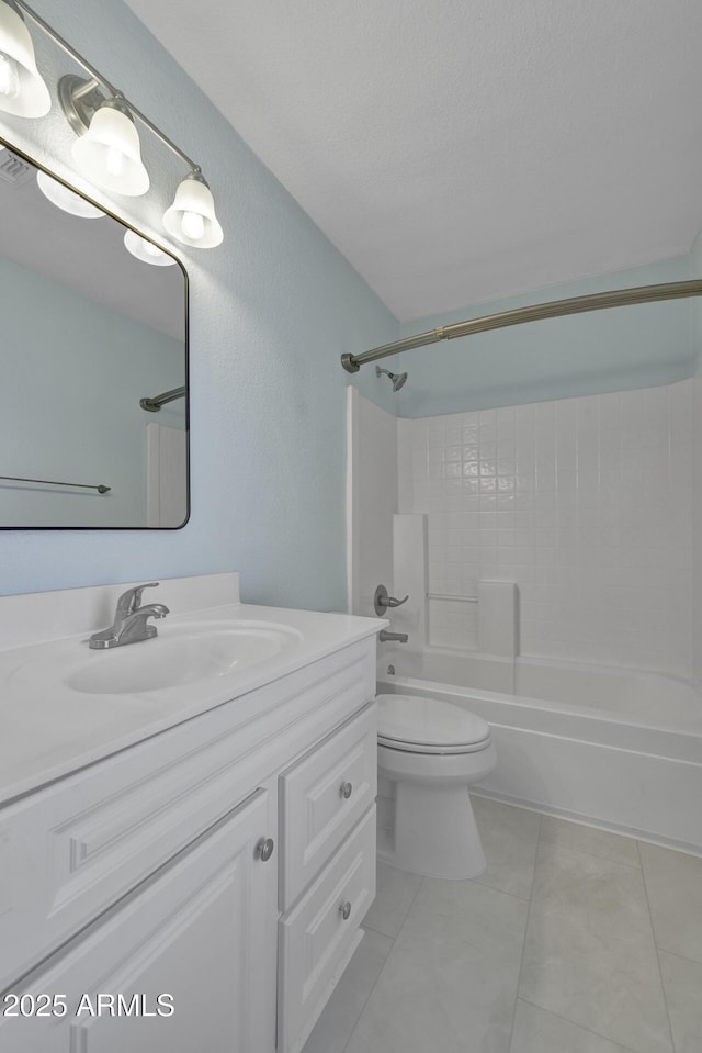 1090 S Bogle Ct, Chandler, AZ 85286 - full bath with vanity, bathing tub / shower combination, tile patterned floors, and a textured ceiling