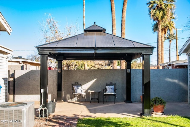 view of parking with a gazebo