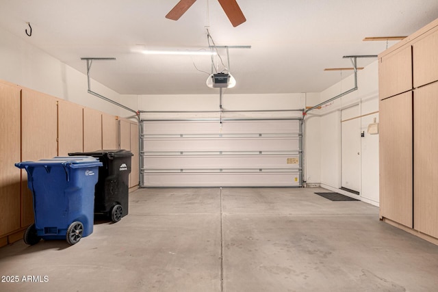 2063 S Edgewater, Mesa, AZ 85209 - garage featuring a garage door opener and a ceiling fan