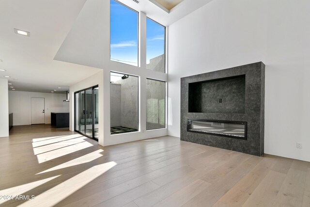 unfurnished living room featuring light hardwood / wood-style floors and a healthy amount of sunlight