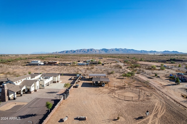 drone / aerial view featuring a mountain view