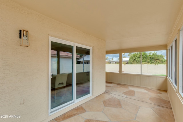 view of unfurnished sunroom