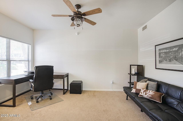 19700 N 76th St Unit 1058, Scottsdale, AZ 85255 - carpeted office featuring visible vents, ceiling fan, and baseboards