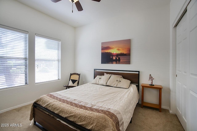 19700 N 76th St Unit 1058, Scottsdale, AZ 85255 - carpeted bedroom with a closet, baseboards, and ceiling fan