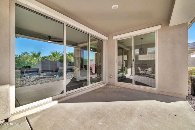 property entrance with a patio