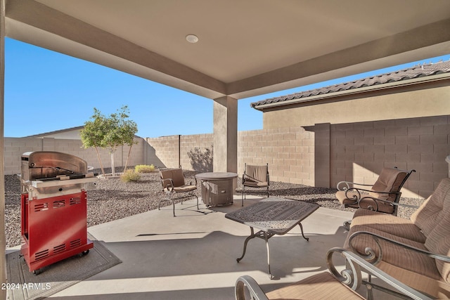 view of patio / terrace with a grill and an outdoor living space