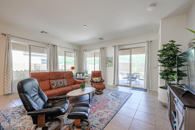 view of tiled living room