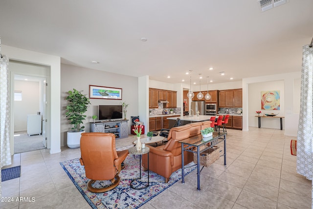 view of tiled living room