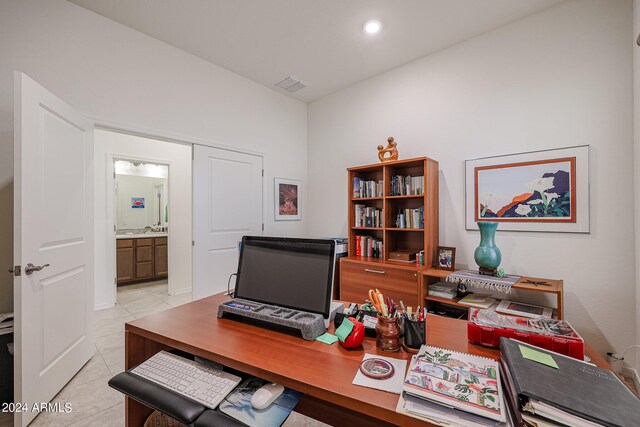 view of tiled office space