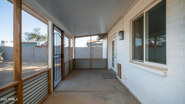 view of unfurnished sunroom