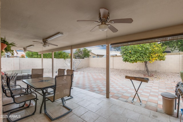 view of patio / terrace with ceiling fan