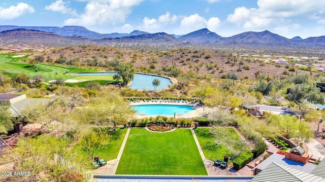 bird's eye view featuring a mountain view