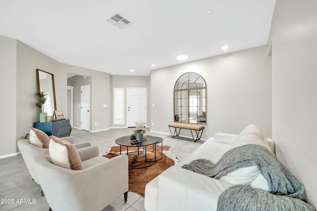 view of tiled living room