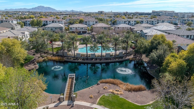 bird's eye view with a mountain view