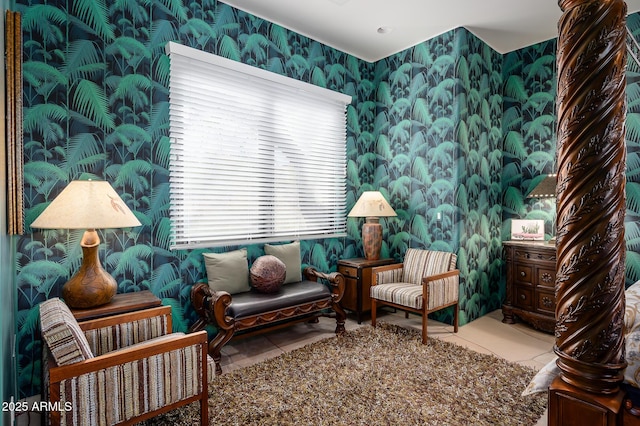 sitting room featuring tile patterned flooring