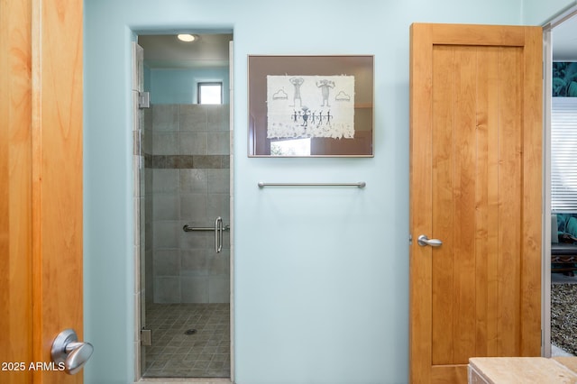 bathroom featuring walk in shower