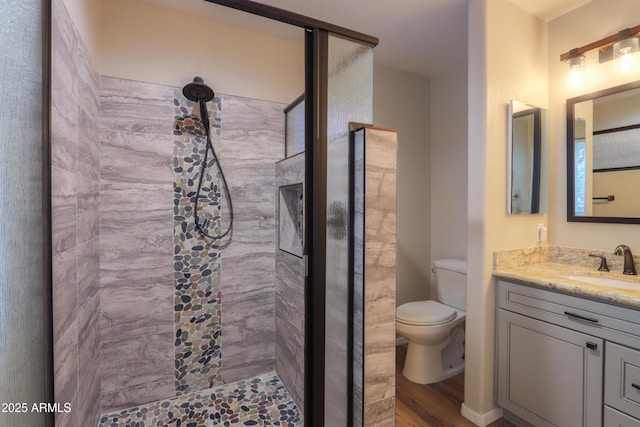 1563 E Peregrine Trl, Casa Grande, AZ 85122 - full bath featuring a stall shower, toilet, wood finished floors, and vanity