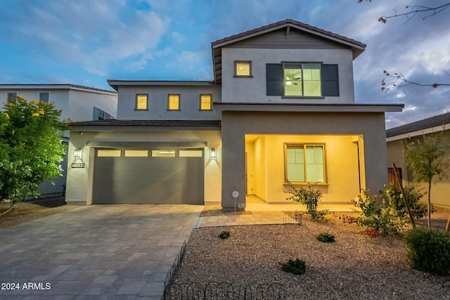 view of front of home with a garage