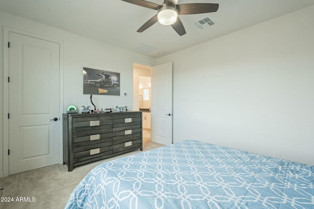 bedroom with carpet flooring and ceiling fan