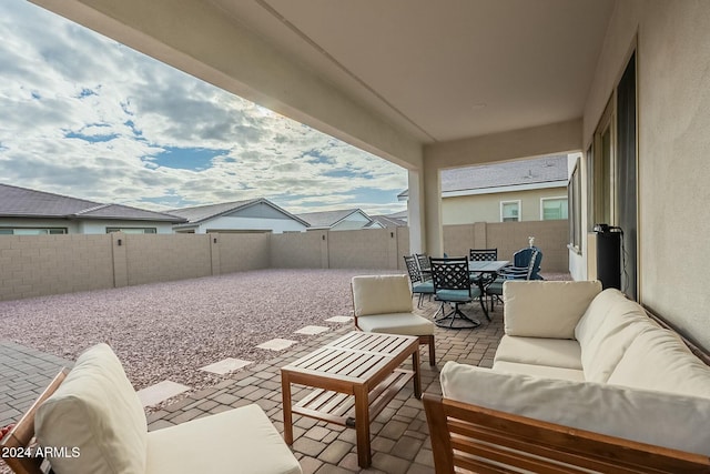 view of patio / terrace featuring an outdoor living space