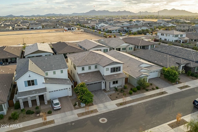 bird's eye view with a mountain view