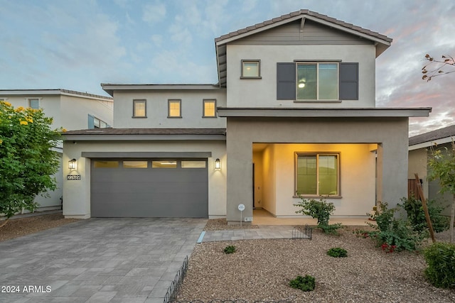 view of front of house with a garage