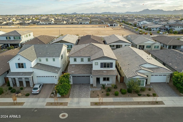 drone / aerial view with a mountain view