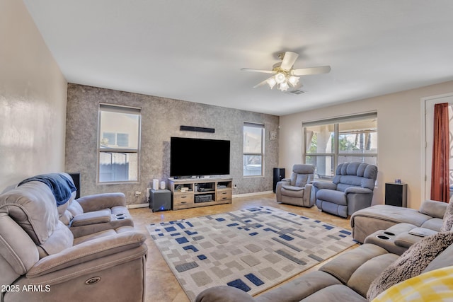 2642 S Joplin, Mesa, AZ 85209 - living area with ceiling fan and light tile patterned flooring