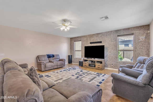 2642 S Joplin, Mesa, AZ 85209 - living area with plenty of natural light and a ceiling fan