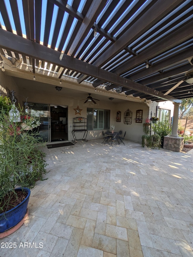 view of patio featuring a pergola