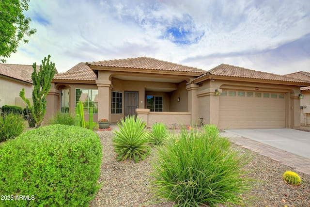 5451 W Folley St, Chandler, AZ 85226 - mediterranean / spanish-style house featuring stucco siding, an attached garage, driveway, and a tiled roof