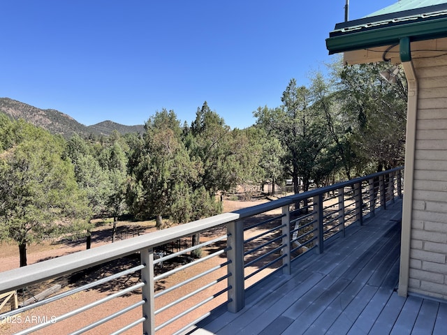 2160 S Moonlight Dr, Star Valley, AZ 85541 - wooden terrace featuring a mountain view and a wooded view