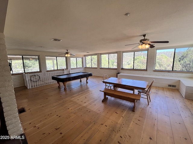 2160 S Moonlight Dr, Star Valley, AZ 85541 - dining area featuring ceiling fan, light wood-style floors, pool table, and healthy amount of natural light