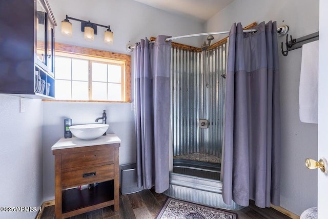 24 N County Road N3101, Vernon, AZ 85940 - full bath with a shower with curtain, vanity, and wood finished floors
