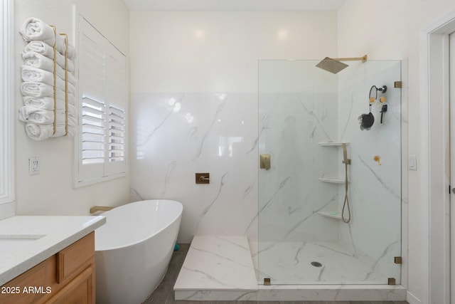 10722 E Keats Ave, Mesa, AZ 85209 - full bath with a marble finish shower, a soaking tub, and vanity