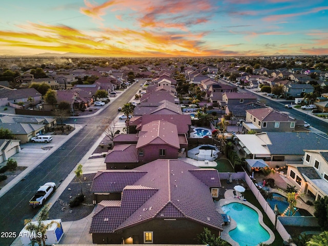 10722 E Keats Ave, Mesa, AZ 85209 - aerial view at dusk with a residential view