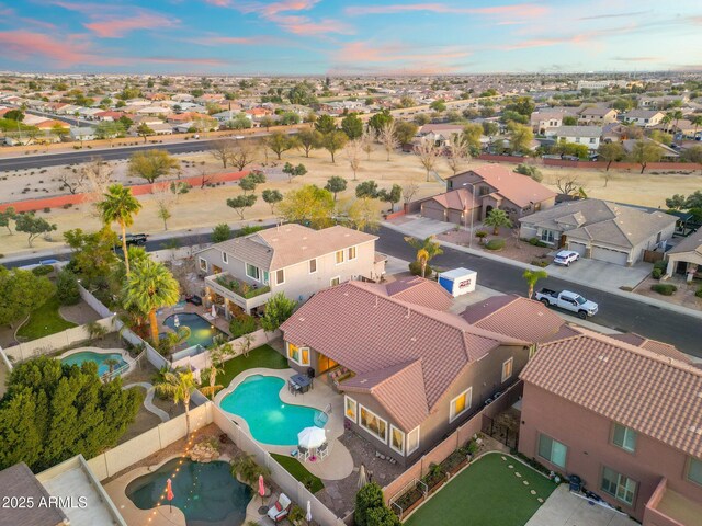 10722 E Keats Ave, Mesa, AZ 85209 - aerial view at dusk with a residential view