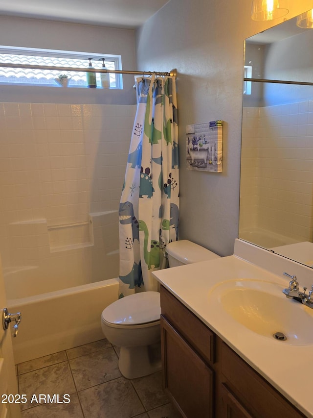 2125 E Danbury Rd, Phoenix, AZ 85022 - bathroom with vanity, shower / bath combo, and tile patterned floors