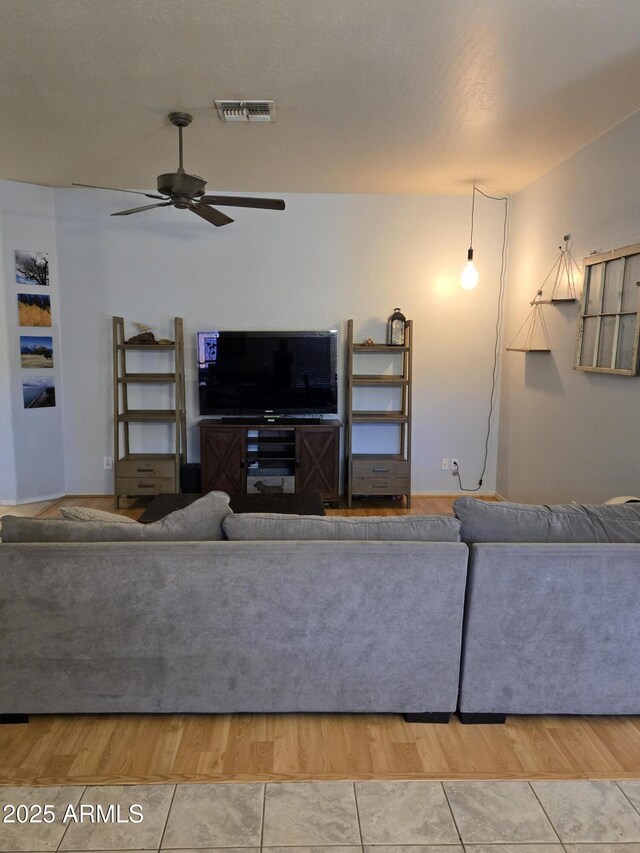 2125 E Danbury Rd, Phoenix, AZ 85022 - tiled living room with a ceiling fan