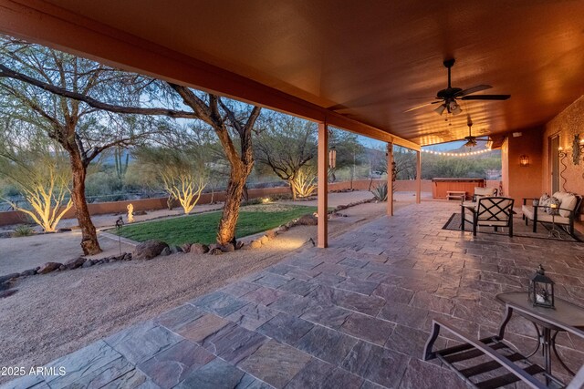 43638 N 22nd St, New River, AZ 85087 - view of patio / terrace with a ceiling fan and outdoor lounge area
