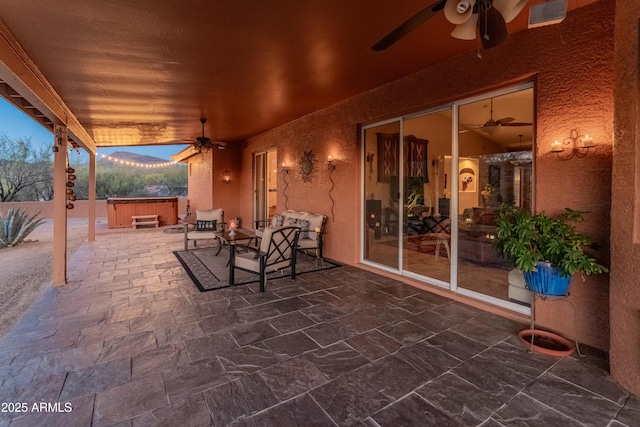 43638 N 22nd St, New River, AZ 85087 - view of patio featuring a hot tub and a ceiling fan