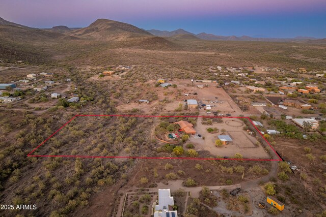 43638 N 22nd St, New River, AZ 85087 - aerial view of property and surrounding area with a mountainous background and property boundaries highlighted