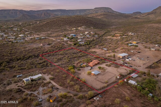 43638 N 22nd St, New River, AZ 85087 - overview of rural landscape featuring property parcel outlined, mountains, and a desert landscape