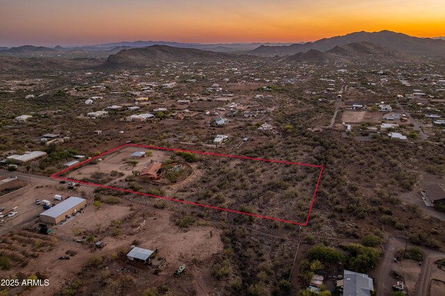 43638 N 22nd St, New River, AZ 85087 - aerial view at dusk of a mountain view and property boundaries highlighted